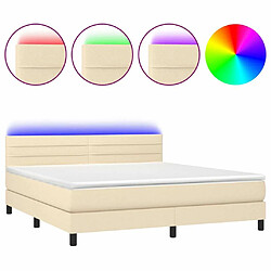 Maison Chic Lit adulte- Lit + matelas,Sommier à lattes de lit avec matelas LED Crème 180x200 cm Tissu -GKD86918