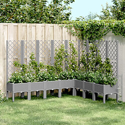 Maison Chic Jardinière,Bac à fleurs avec treillis - pot de fleur gris clair 200x160x142 cm PP -GKD59513