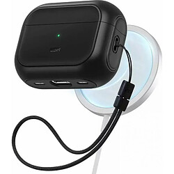 ESR Coque Douce avec HaloLock Compatible avec AirPods Pro 2022/2019, Fixation et Recharge Magnétique, Protection Contre Chute, Design Facile à Ouvrir, Voyant LED Visible, Noir