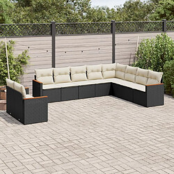 Maison Chic Salon de jardin 10 pcs avec coussins | Ensemble de Table et chaises | Mobilier d'Extérieur noir résine tressée -GKD26732