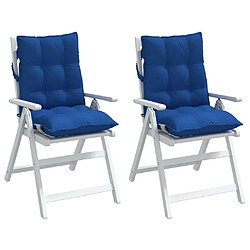 Avis vidaXL Coussins de chaise à dossier bas lot de 2 bleu royal