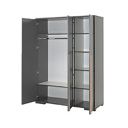 Mes Armoire 3 portes anthracite et naturel - BILLY