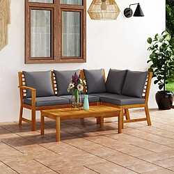 Maison Chic Salon de jardin 4 pcs - Table et chaises d'extérieur - Mobilier/Meubles de jardin Moderne avec coussin Bois d'acacia solide -MN97711