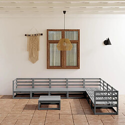 Maison Chic Ensemble de salle à manger de jardin 9 pcs,Table et chaises d'extérieur gris bois de pin massif -GKD662098