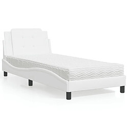 Vidaxl Lit avec matelas blanc 90x200 cm similicuir