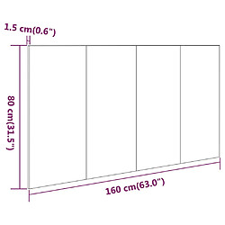 vidaXL Tête de lit Noir 160x1,5x80 cm Bois d'ingénierie pas cher