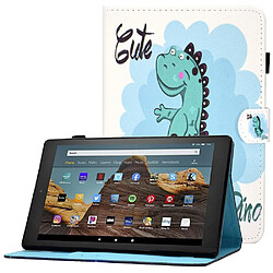 Etui en PU magnétique avec support, porte-cartes et porte-stylo pour votre Amazon Fire HD 10 (2015)/(2017)/(2019) - dinosaure