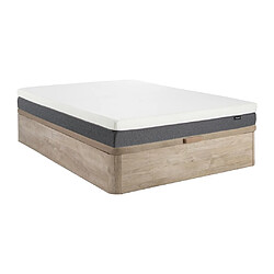 Vente-Unique Ensemble 160 x 200 cm sommier coffre naturel clair + matelas mousse HD 7 zones et accueil mémoire de forme déhoussable ép.25cm - RIAU de YSMÉE 