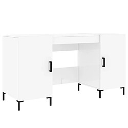 Helloshop26 Bureau table poste de travail meuble d'ordinateur informatique étude brillant 140 x 50 x 75 cm bois d'ingénierie blanc 02_0023544