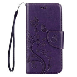 Wewoo Housse Étui Violet pour Samsung Galaxy A3 2017 / A320 Papillons Amour Fleurs Gaufrage Horizontal Flip en cuir avec support & Slots de cartes Portefeuille & Longe foncé