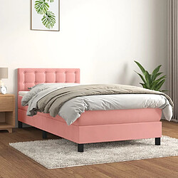 Maison Chic Lit Adulte - Lit simple Lit à sommier tapissier avec matelas moelleux - Meuble de Chambre - Rose 90x190 cm Velours -MN30179