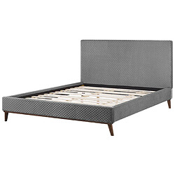 Beliani Lit double en velours gris 180 x 200 cm BAYONNE pas cher