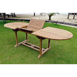 Acheter Concept Usine Table de jardin ovale extensible 10 places en teck brut KAJANG