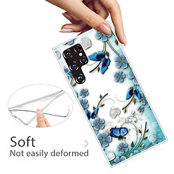 Coque en TPU anti-rayures papillon et fleur pour votre Samsung Galaxy S22 Ultra