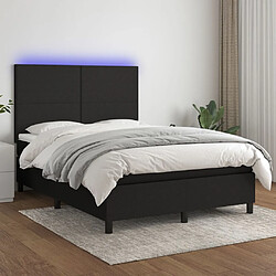 Maison Chic Lit adulte- Lit + matelas,Sommier à lattes de lit et matelas et LED Noir 140x190 cm Tissu -GKD73182