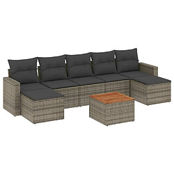 Maison Chic Ensemble Tables et chaises d'extérieur 8 pcs avec coussins,Salon de jardin gris résine tressée -GKD538977