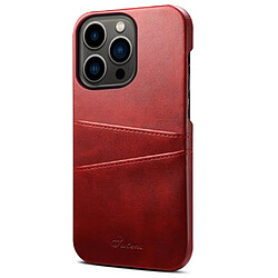 Coque en TPU + PU anti-rayures avec porte-cartes rouge pour iPhone 13 Pro 6.1 pouces