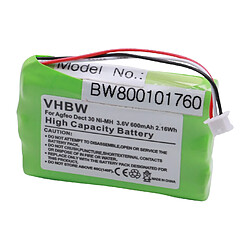 Vhbw Batterie Ni-MH 600mAh, 3.6V, pour téléphone AGFEO DECT 30, Auerswald Comfort DECT 800, Elmeg DECT, Tiptel DECT 500, remplace le modèle 23NO09TT30