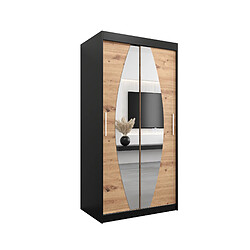 Abiks Meble Armoire Elypse à portes coulissantes 200/100/62 2 portes (noir/artisan)