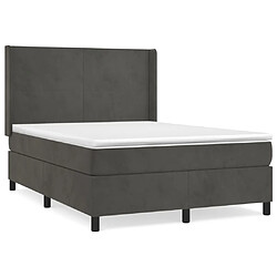 vidaXL Sommier à lattes de lit et matelas Gris foncé 140x190cm Velours