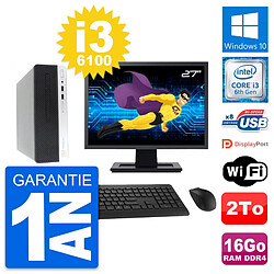 PC HP 400 G4 SFF Ecran 27" Intel i3-6100 RAM 16Go Disque Dur 2To Windows 10 Wifi - Occasion