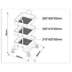 Avis Helloshop26 Chariot de service à roues 3 paniers acier 78,5 x 46 x 35 cm vert menthe 03_0006801