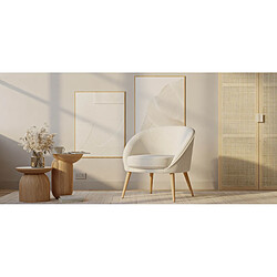 ICONIK INTERIOR Fauteuil avec Accoudoirs En Bouclette Fausse Fourrure Tapissée - Boucles Blanches - Pimba Blanc