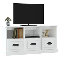 Avis vidaXL Meuble TV blanc brillant 100x35x50 cm bois d'ingénierie