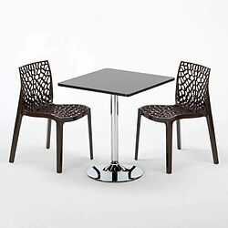 Avis Grand Soleil Table Noir et 2 Chaises Colorées Polypro