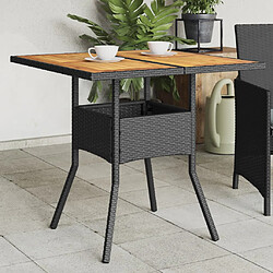 vidaXL Table de jardin et dessus en bois d'acacia noir résine tressée