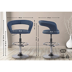 Avis Decoshop26 Lot de 2 tabourets de bar assise moderne en tissu bleu pieds et repose-pieds en métal chromé 10_0004223