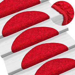 vidaXL Tapis d'escalier 15 pcs rouge 56x17x3 cm 