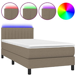 Sommier à lattes LED,Cadre à lattes de lit avec matelas pour Adulte Taupe 100x200 cm Tissu -MN71590