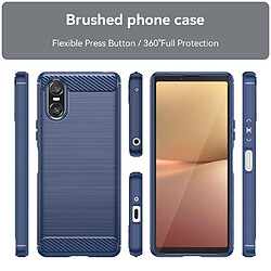 Htdmobiles Coque pour Sony Xperia 10 VI - housse etui silicone gel carbone + verre trempe - BLEU FONCE