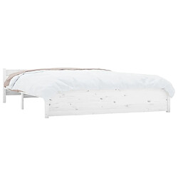 Avis Maison Chic Lit adulte - Lit simple Cadre de lit,Structure du lit Contemporain Blanc Bois massif 140x190 cm -MN55631