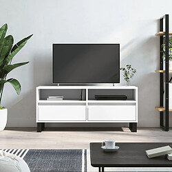 Maison Chic Meuble TV scandinave - Banc TV pour salon blanc 100x34,5x44,5 cm bois d'ingénierie -MN98667