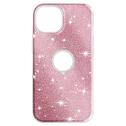 Avizar Coque pour iPhone 14 Paillette Glitter Silicone Semi rigide Rose