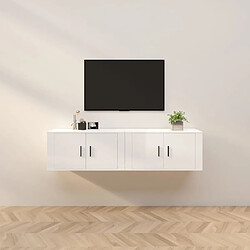 vidaXL Meubles TV muraux 2 pcs blanc brillant 80x34,5x40 cm