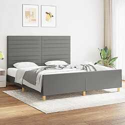 Maison Chic Lit adulte - Cadre Structure de lit avec tête de lit Contemporain Gris foncé 180 x 200 cm Tissu -MN56501