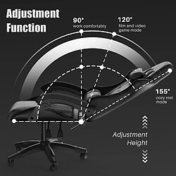 Acheter Fauteuil de Bureau - BIGZZIA Chaise Gaming - Siège de Bureau Réglable Gaming Racing - avec coussin et dossier inclinable - Noir