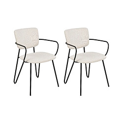 Beliani Chaise de salle à manger ELKO Set de 2 Tissu Crème