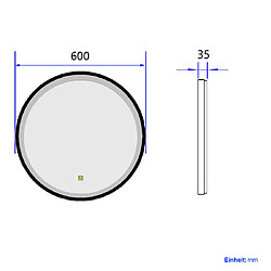 EMKE Miroir lumineux salle de bain rond diamètre 60cm cadre noir avec lanière réglable, Miroir LED rond avec Interrupteur Tactile, Miroir avec éclairage Lumière Froide pas cher