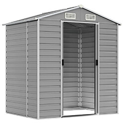 Helloshop26 Abri de jardin cabane cabanon maison de stockage remise extérieur hangar outils robuste clair 191 x 130 x 198 cm acier galvanisé gris 02_0022241