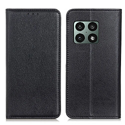 Etui en PU texture litchi, magnétique, auto-absorbé avec support, noir pour votre OnePlus 10 Pro 5G