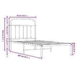 vidaXL Cadre de lit métal sans matelas avec tête de lit noir 80x200 cm pas cher