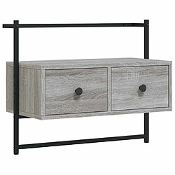 Maison Chic Meuble TV scandinave mural Banc TV suspendu pour salon - sonoma gris 60,5x30x51 cm bois d'ingénierie -MN87391