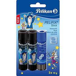 Colle Stick Pelifix Pelikan 10 g pour enfants Modèle 936 - Blister de 3 Sticks - Motif Pirate noir & blanc + standard