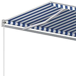 Acheter Maison Chic Store banne | Auvent rétractable de porte | Marquise Brise-soleil automatique avec poteaux 4x3 m Bleu et blanc -GKD32272