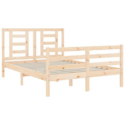 Acheter Vidaxl Cadre de lit avec tête de lit 140x190 cm bois massif