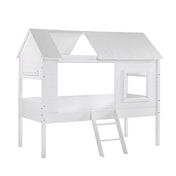 Mes Lit maison 90x200 cm en pin blanc - LOGGIA